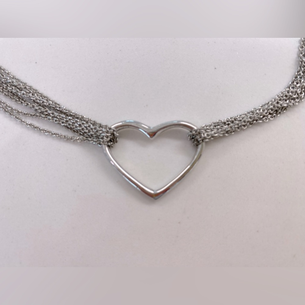 Heart Necklace, Sterling Silver, Multi-Strand - Picture 6 of 7
